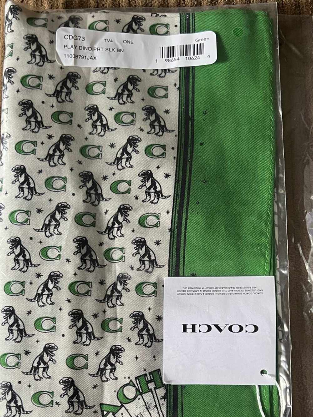 Coach Dino Print Bandana NWT in packaging - Picture 2 of 4